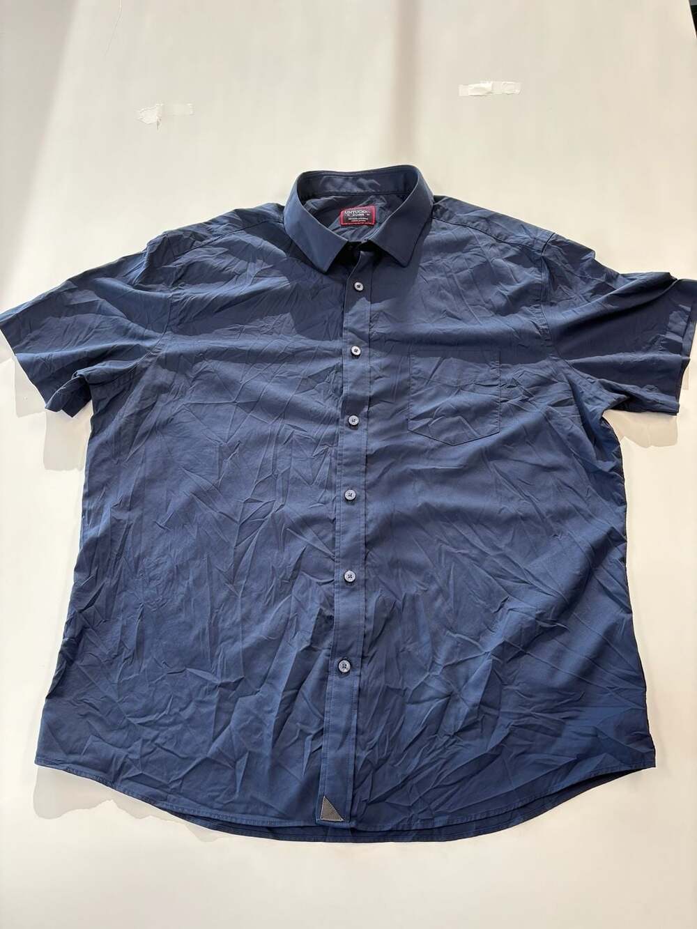 UNTUCKit Short Sleeve Shirt Size X-Large Blue Nylon Blend